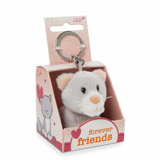 NICI Message Friends Cat Forever Friends Keyring, Key Pendant, Lucky Charm, 6 cm, 48120