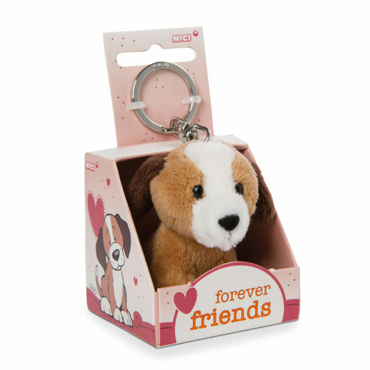 NICI Message Friends Dog Forever Friends Keyring, Key Pendant, Lucky Charm, 6 cm, 48130