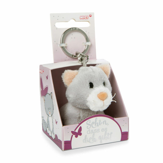 NICI Message Friends Cat It's great that you exist! Keyring, key pendant, lucky charm, 6 cm, 48128