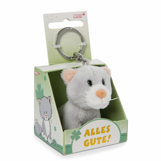 NICI Message Friends Cat Happy Birthday! Keyring, Key Pendant, Lucky Charm, 6 cm, 48121