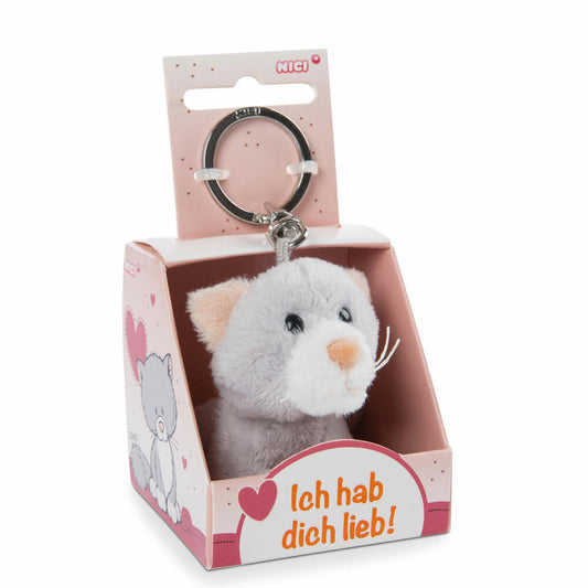 NICI Message Friends Cat I love you! Keyring, Key Pendant, Lucky Charm, 6 cm, 48125
