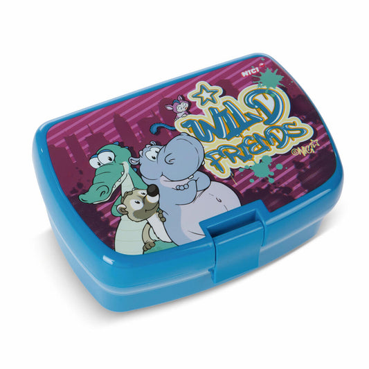 NICI Wild Friends Brotdose, mit Einsatz, Frühstückdose, Lunchbox, Brot Dose, Kunststoff, Blau, 18 x 12.5 cm, 47922