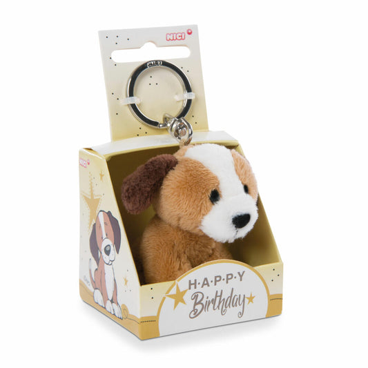 NICI Message Friends Dog Happy Birthday Keyring, Key Pendant, Lucky Charm, 6 cm, 48132