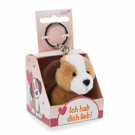 NICI Message Friends Dog I love you! Keyring, Key Pendant, Lucky Charm, 6 cm, 48135