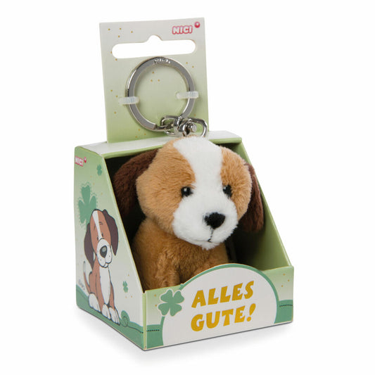NICI Message Friends Dog Happy Birthday! Keyring, Key Pendant, Lucky Charm, 6 cm, 48131