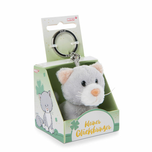 NICI Message Friends Cat Small Lucky Charm Keyring, Key Pendant, Bag Pendant, 6 cm, 48126