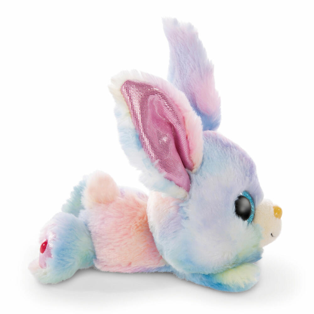 NICI Glubschis Cute Edtion Rabbit Rainbow Candy, Lying, Plush Toy, Cuddly Toy, Stuffed Toy, Plush, 15 cm, 46922
