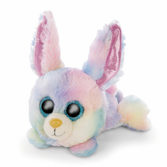 NICI Glubschis Cute Edtion Rabbit Rainbow Candy, Lying, Plush Toy, Cuddly Toy, Stuffed Toy, Plush, 15 cm, 46922