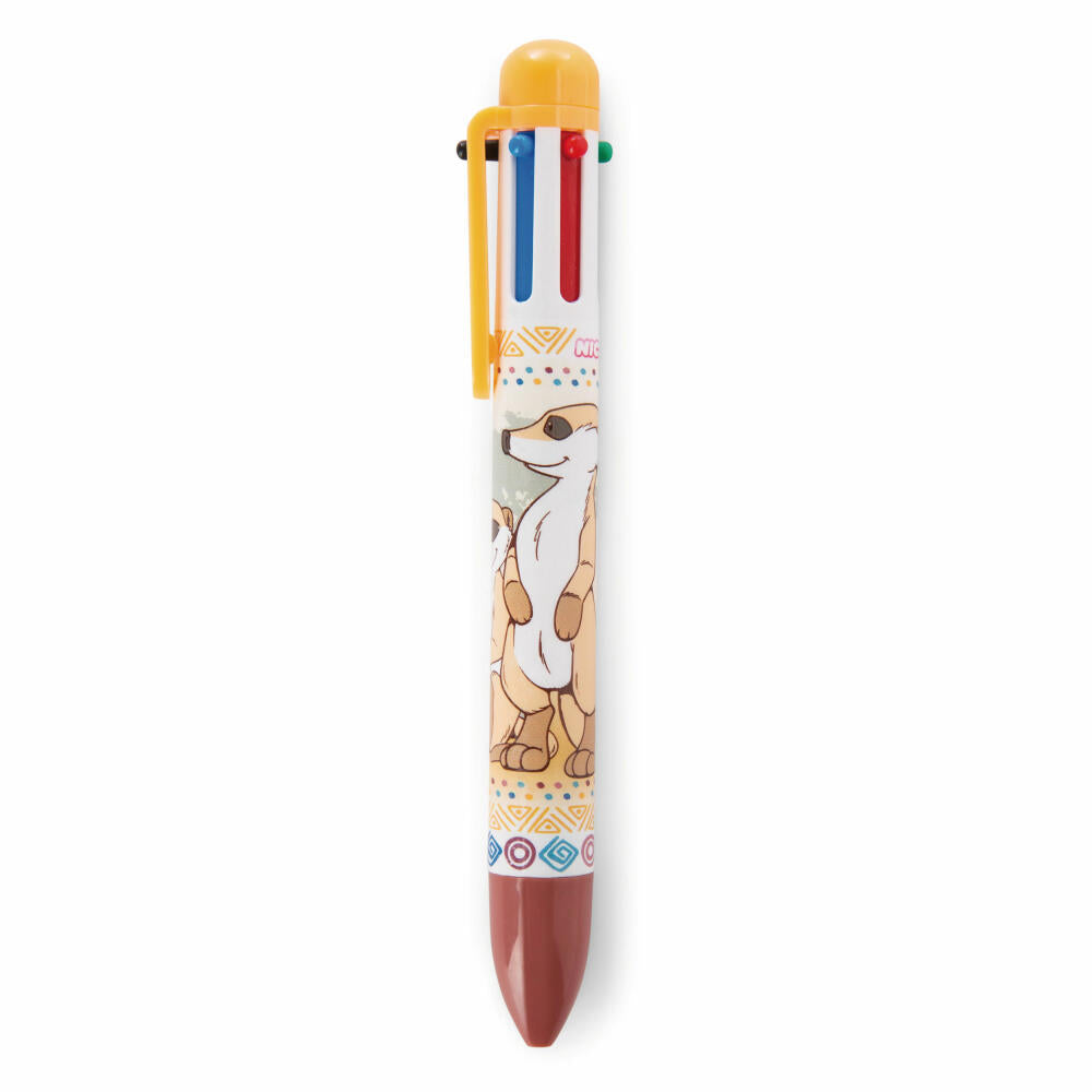 NICI Erdmännchen Kugelschreiber, Mehrfarbig im Köcher, Mehrfarbkugelschreiber, Kugel Schreiber, Stift, 46851