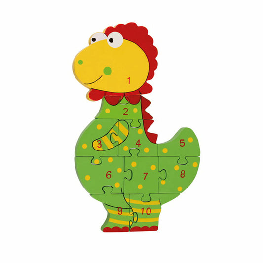 NICI Zahlenpuzzle Dinosaurier, Lernspielzeug, Spielzeug, Orange Tree Toys, Holz, Bunt, 46016