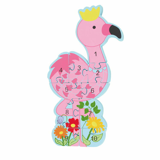 NICI Zahlenpuzzle Flamingo, Lernspielzeug, Spielzeug, Orange Tree Toys, Holz, Bunt, 46014