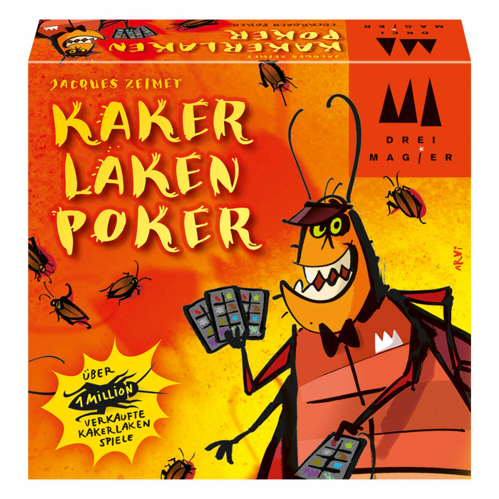 Schmidt Spiele Kakerlakenpoker, Drei Magier Kartenspiel, Spielkarten, Karten, 2 bis 6 Spieler, 40829