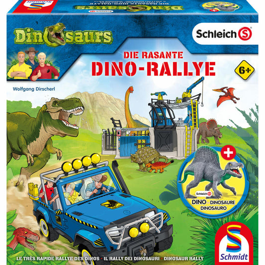 Schmidt Spiele Schleich Dinosaurs The fast-paced dino rally, children's game, board game, children's game, 40623