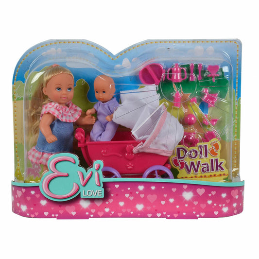Simba Evi LOVE Doll Walk, Puppe, Modepuppe, Ankleidepuppe, Kinderwagen, Spielzeug, 105736241