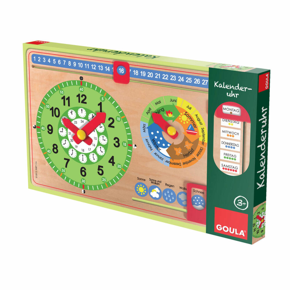 Jumbo Games GOULA Calendar Clock Small Format, Calendar, Clock, Educational Game, Learning Clock, Year Clock, Children, 51319