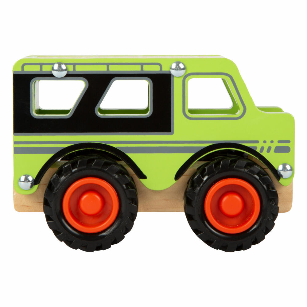Legler Spielzeug-Geländewagen, Spielzeugauto mit gummierten Reifen, Holz, 12288
