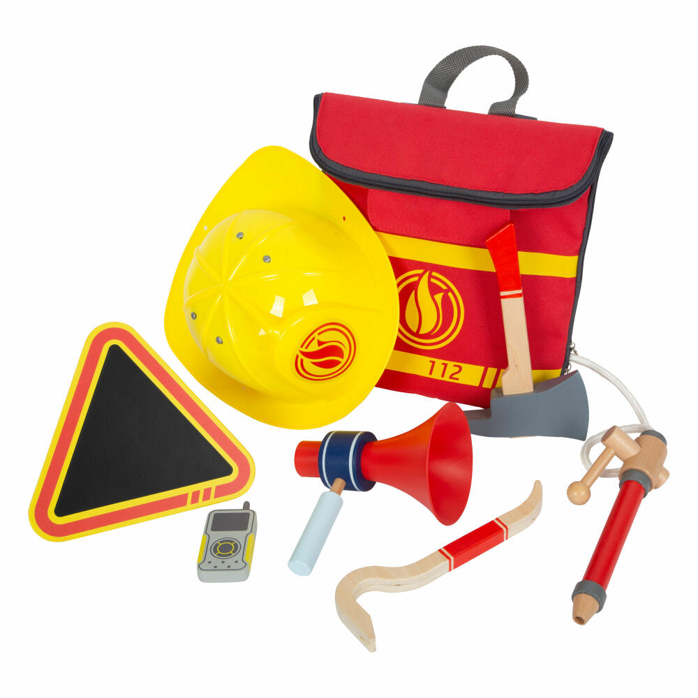 Legler fire brigade backpack, toy tool, fire brigade equipment, from 3 years, 12361