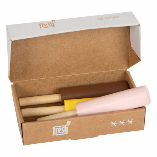 Legler Spielzeug-Milcheis am Stiel fresh 3er-Set, Kaufladen-Spielzeug, Zubehör, Holz, 12351