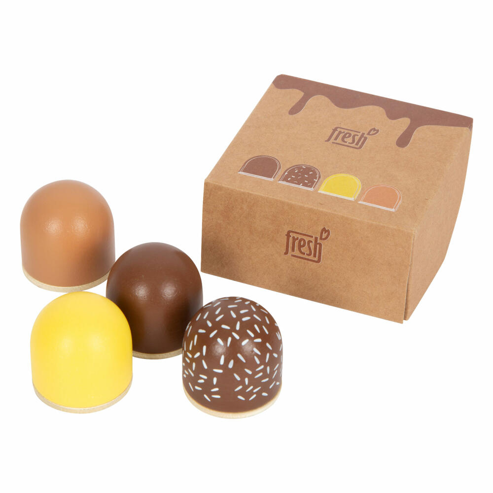 Legler Spielzeug-Schokoküsse fresh 4er-Set, Kaufladen-Spielzeug, Zubehör, Holz, 12349