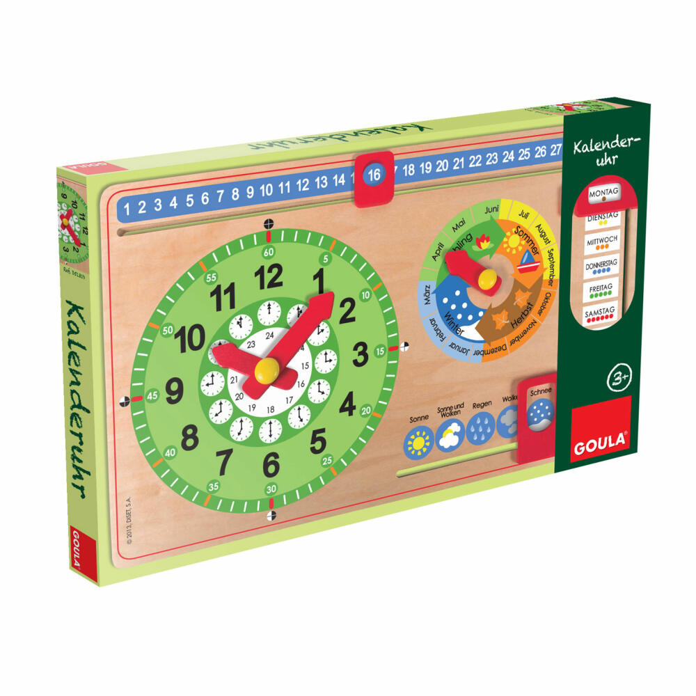Jumbo Games GOULA Calendar Clock Small Format, Calendar, Clock, Educational Game, Learning Clock, Year Clock, Children, 51319