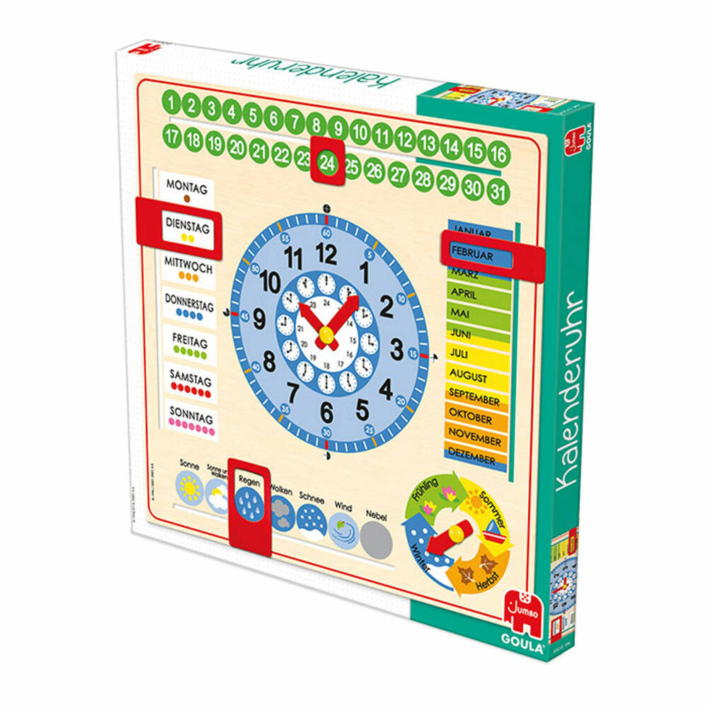 Jumbo Games GOULA Calendar Clock Large Format, Calendar, Clock, Educational Game, Learning Clock, Year Clock, Children, 51309