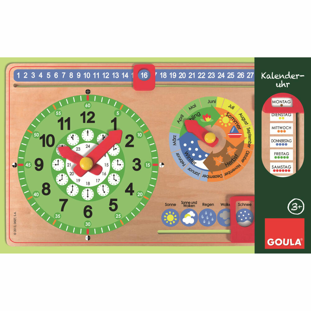 Jumbo Games GOULA Calendar Clock Small Format, Calendar, Clock, Educational Game, Learning Clock, Year Clock, Children, 51319