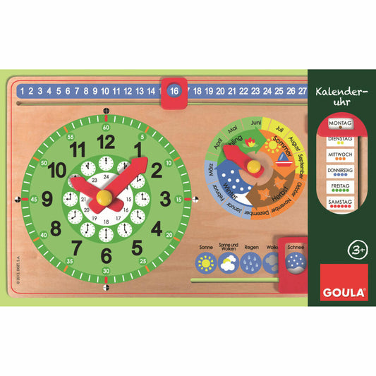 Jumbo Spiele GOULA Kalenderuhr Kleinformat, Kalender, Uhr, Lernspiel, Lernuhr, Jahresuhr, Kinder, 51319