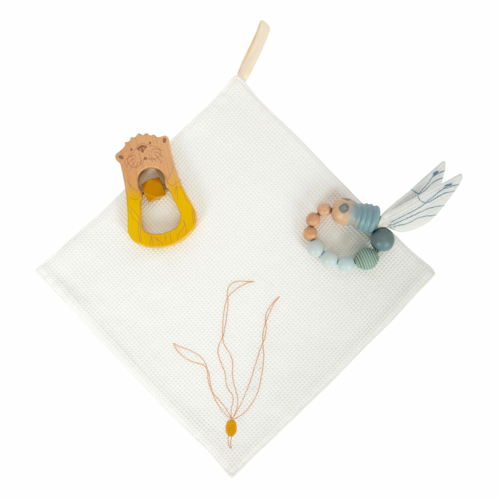 Legler Baby Spielzeugset Seaside 3-tlg., Rassel, Greifling, Babytuch, Holz, Baumwolle, 12326