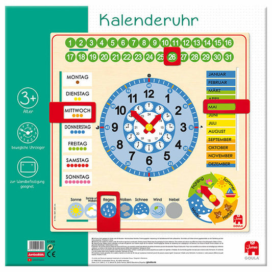 Jumbo Spiele GOULA Kalenderuhr Großformat, Kalender, Uhr, Lernspiel, Lernuhr, Jahresuhr, Kinder, 51309