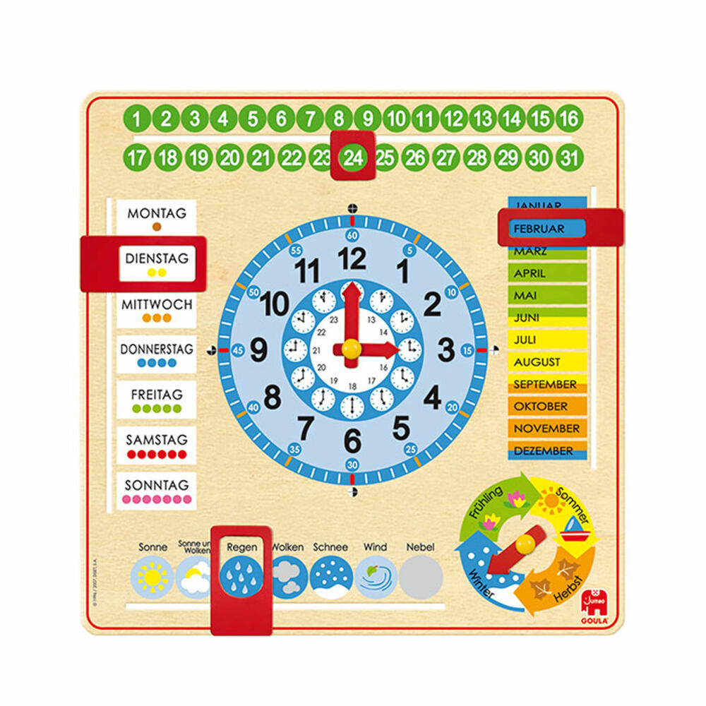 Jumbo Games GOULA Calendar Clock Large Format, Calendar, Clock, Educational Game, Learning Clock, Year Clock, Children, 51309