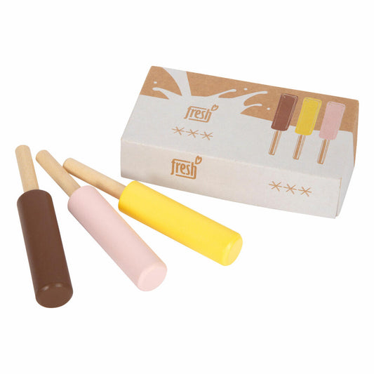 Legler Spielzeug-Milcheis am Stiel fresh 3er-Set, Kaufladen-Spielzeug, Zubehör, Holz, 12351