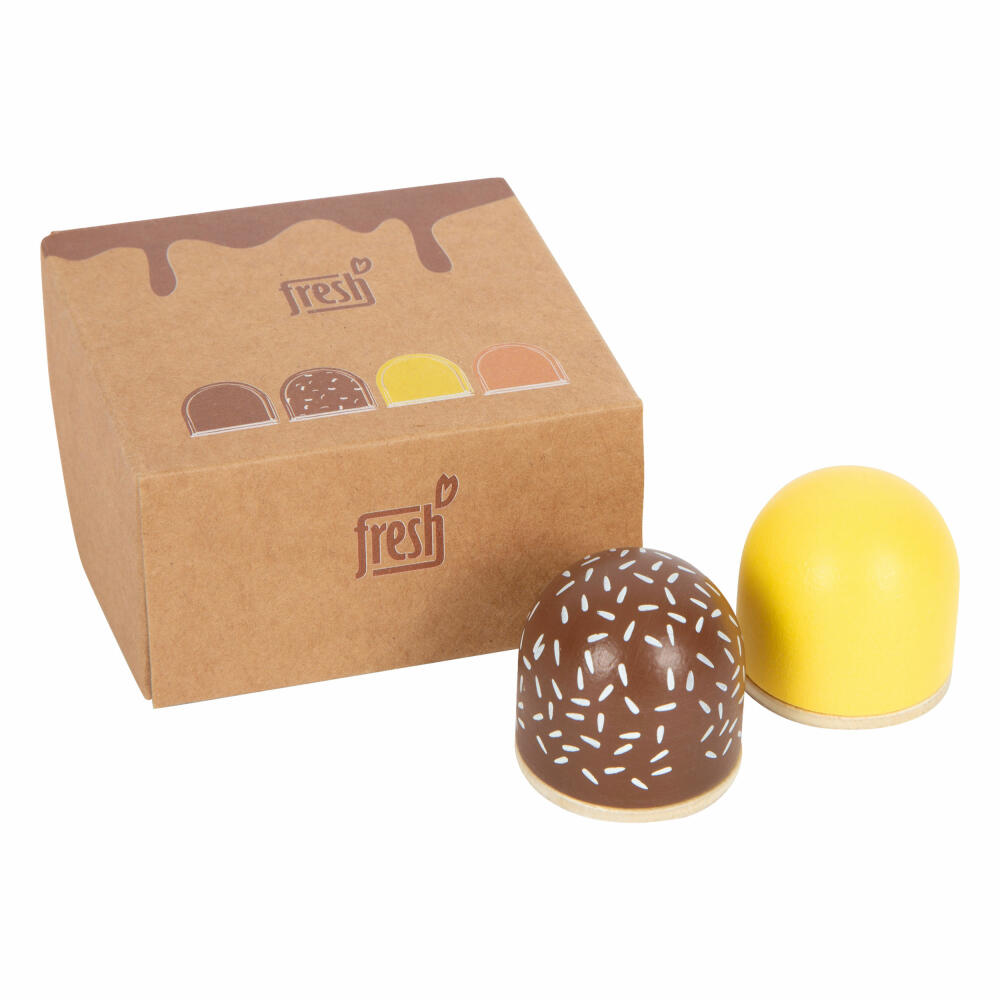 Legler Spielzeug-Schokoküsse fresh 4er-Set, Kaufladen-Spielzeug, Zubehör, Holz, 12349