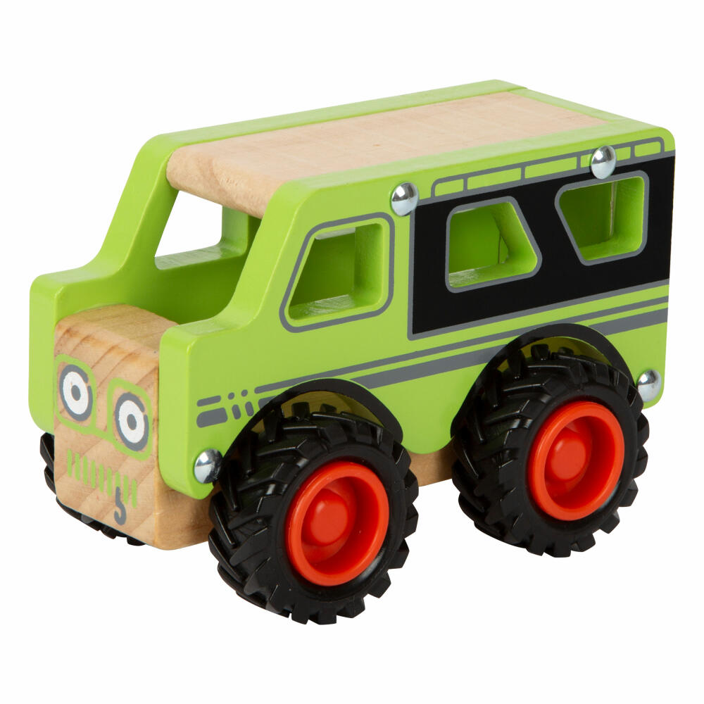 Legler Spielzeug-Geländewagen, Spielzeugauto mit gummierten Reifen, Holz, 12288