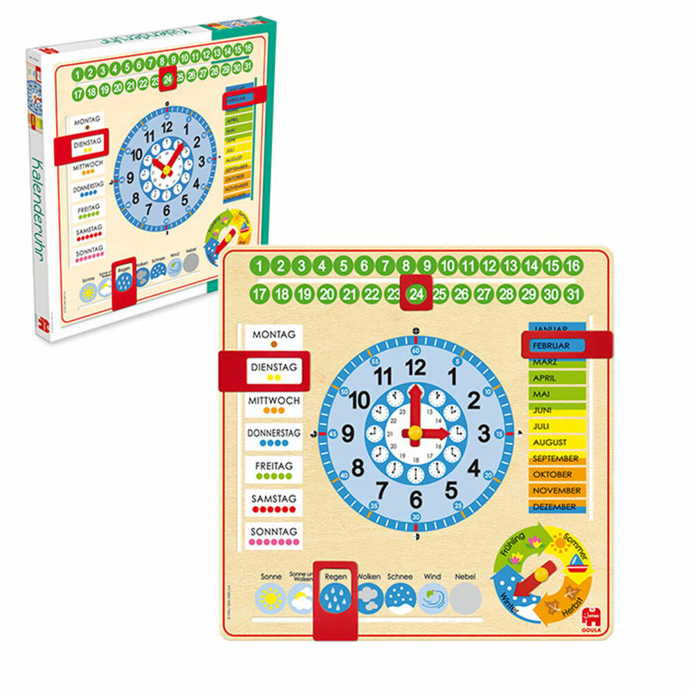 Jumbo Games GOULA Calendar Clock Large Format, Calendar, Clock, Educational Game, Learning Clock, Year Clock, Children, 51309