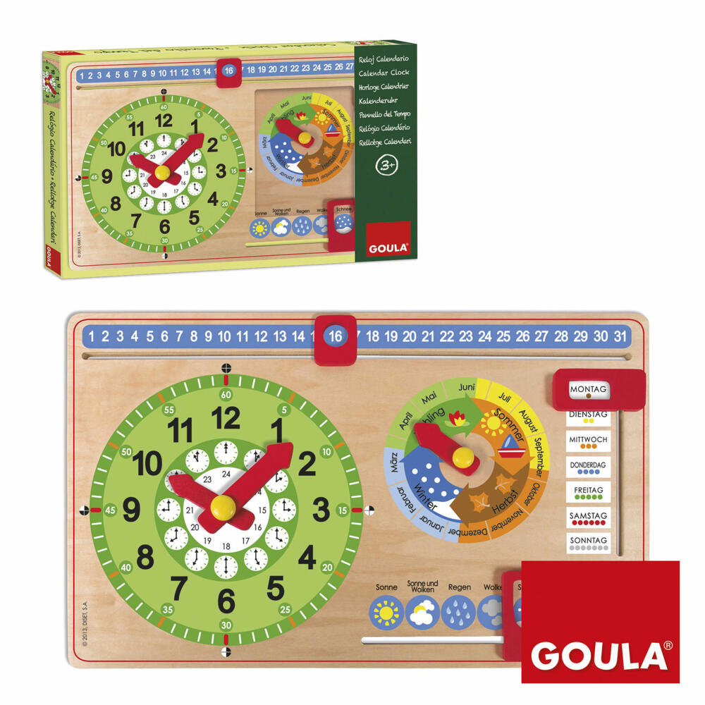 Jumbo Games GOULA Calendar Clock Small Format, Calendar, Clock, Educational Game, Learning Clock, Year Clock, Children, 51319