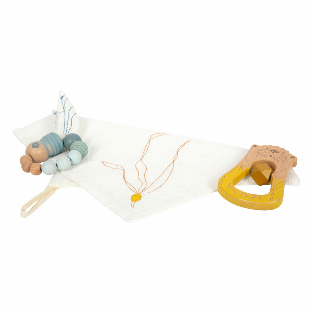 Legler Baby Spielzeugset Seaside 3-tlg., Rassel, Greifling, Babytuch, Holz, Baumwolle, 12326