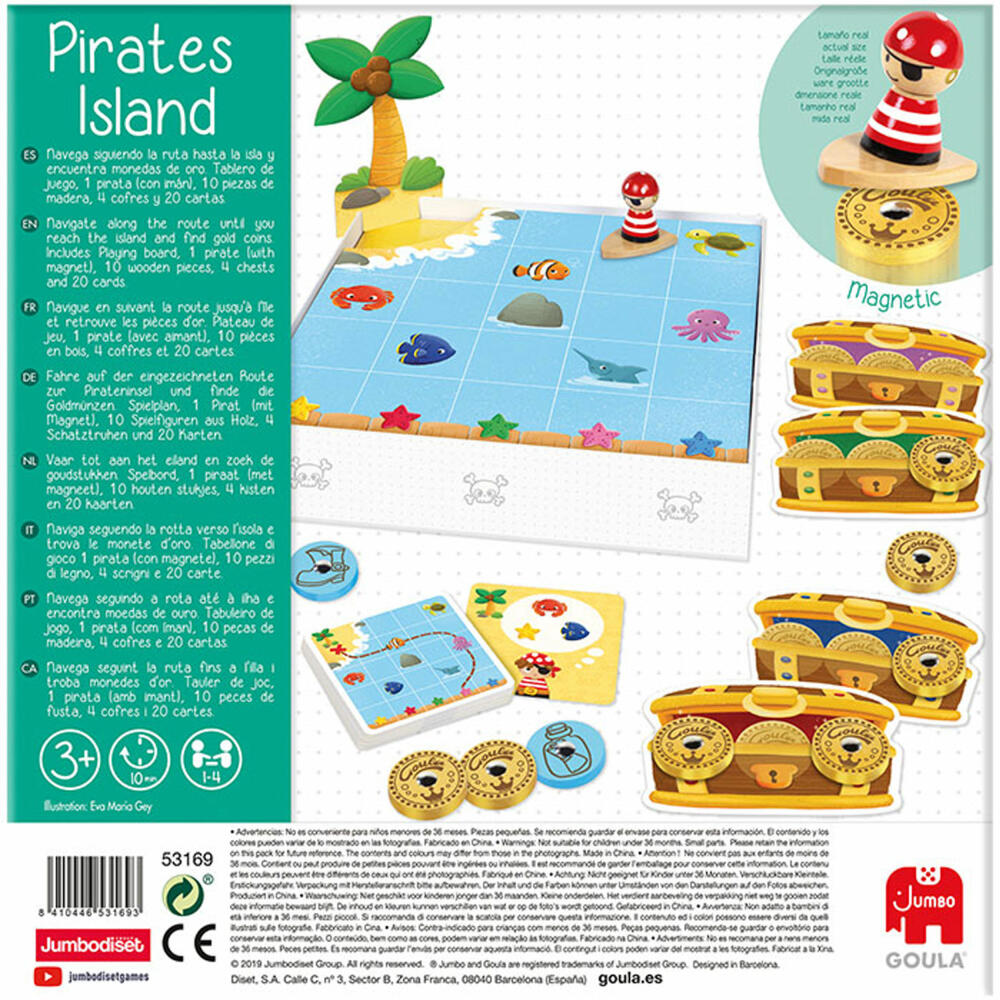 Jumbo Games GOULA Pirate Island, Children's Game, Board Game, Skill Game, Puzzle Game, Children's Game, 53169