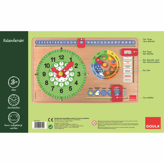 Jumbo Spiele GOULA Kalenderuhr Kleinformat, Kalender, Uhr, Lernspiel, Lernuhr, Jahresuhr, Kinder, 51319