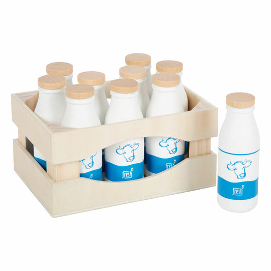 Legler Spielzeug-Milchkiste fresh 11-tlg., Kaufladen-Spielzeug, Zubehör, Holz, 12354
