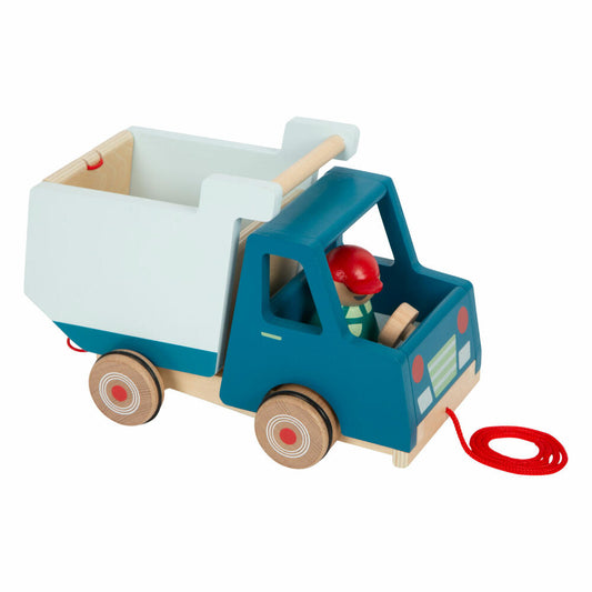 Legler Nachzieh-Fahrzeug Kipplaster, Nachzieh-Auto, Transporter, LKW, Holz, 12348