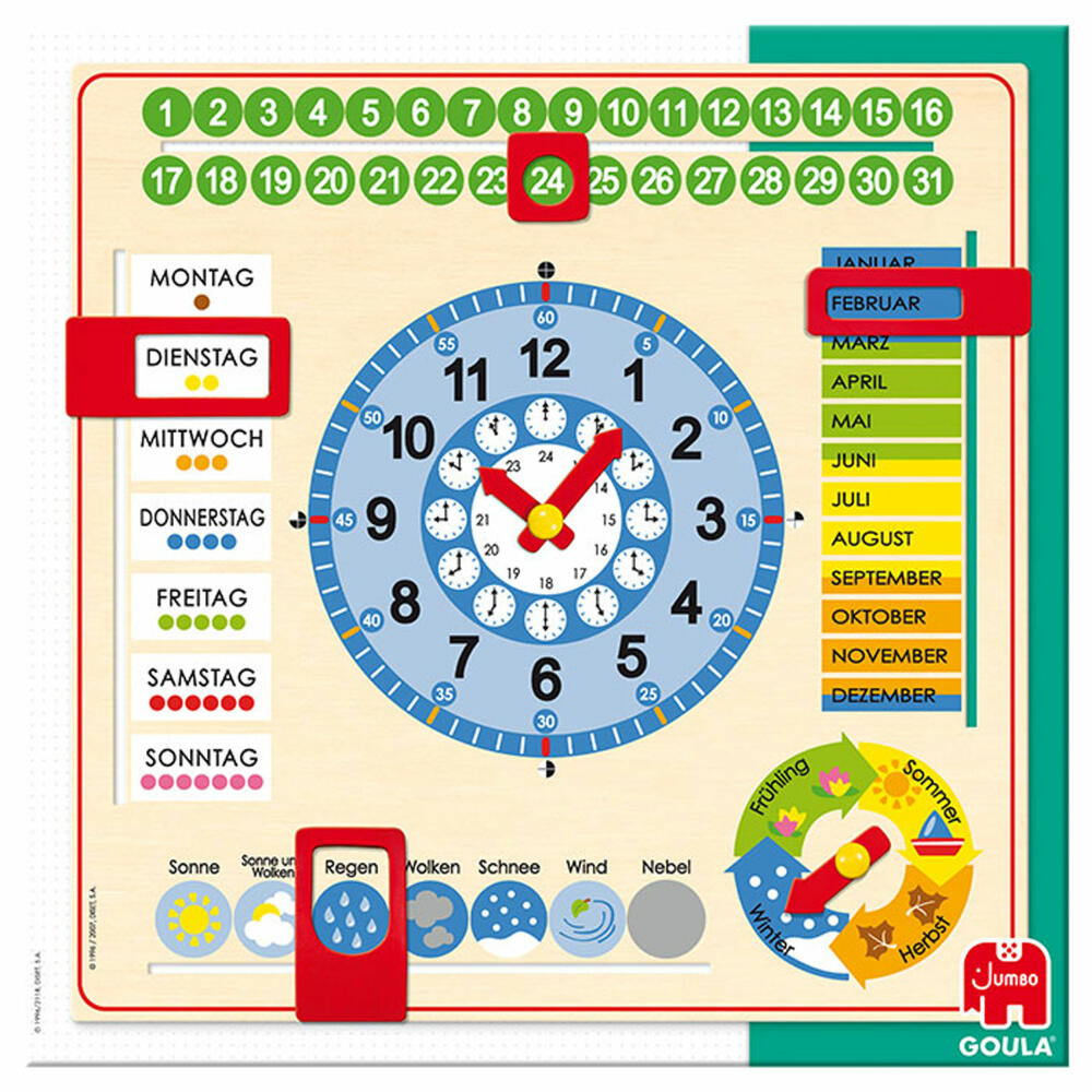 Jumbo Games GOULA Calendar Clock Large Format, Calendar, Clock, Educational Game, Learning Clock, Year Clock, Children, 51309