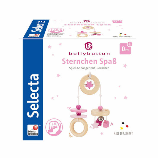 Selecta Toys Star Fun Game Pendant, Mini Trapeze, Toddler Game, Toddler Toy, Wood, Pink, 15.5 cm, 64009
