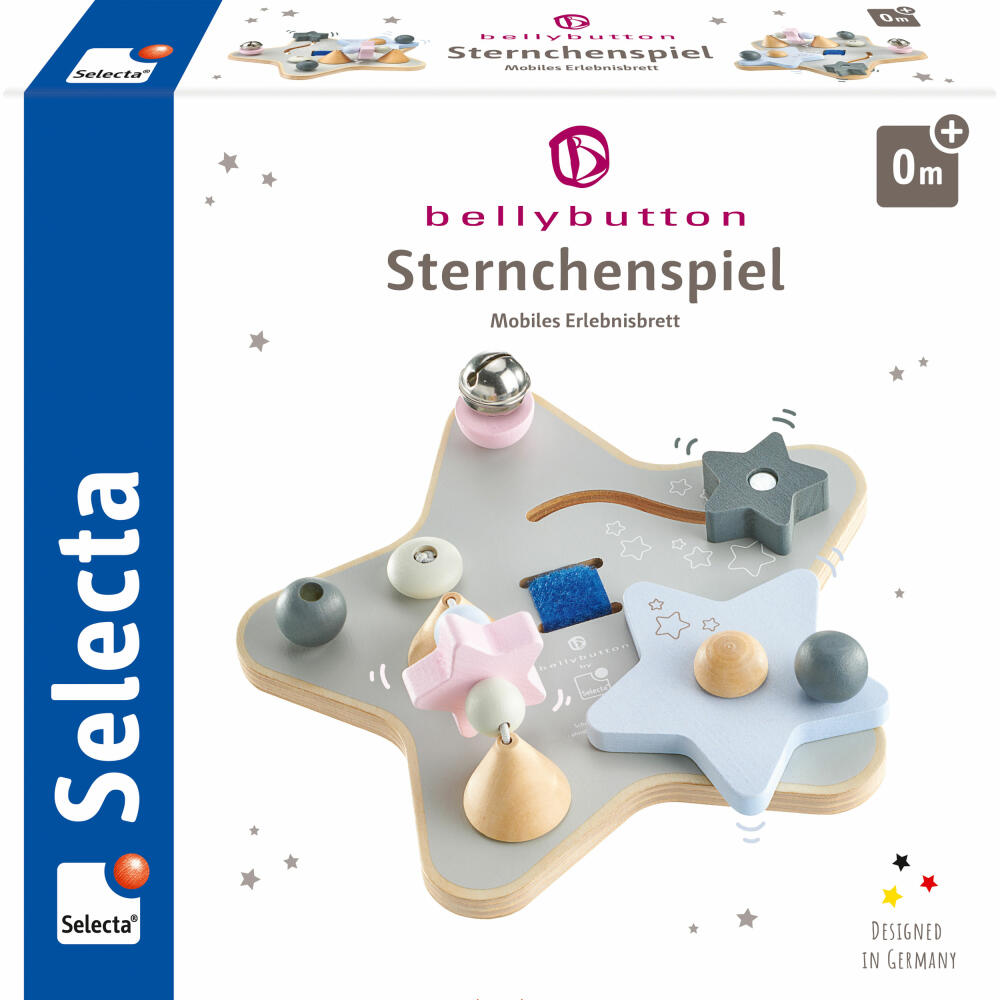 Selecta bellybutton Sternchenspiel, Mobiles Erlebnisbrett, Motorikbrett, Motorik Spielzeug, 19 cm, 64029
