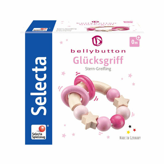 Selecta Spielzeug Glücksgriff Greifling, Kleinkindspiel, Kleinkindspielzeug, Holz, Rosa, 7.5 cm, 64000