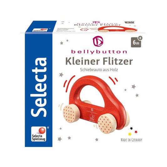 Selecta Toys Little Flitzer Grasping Toy, Car, Toddler Game, Toddler Toy, Wood, Red, 10 cm, 64007
