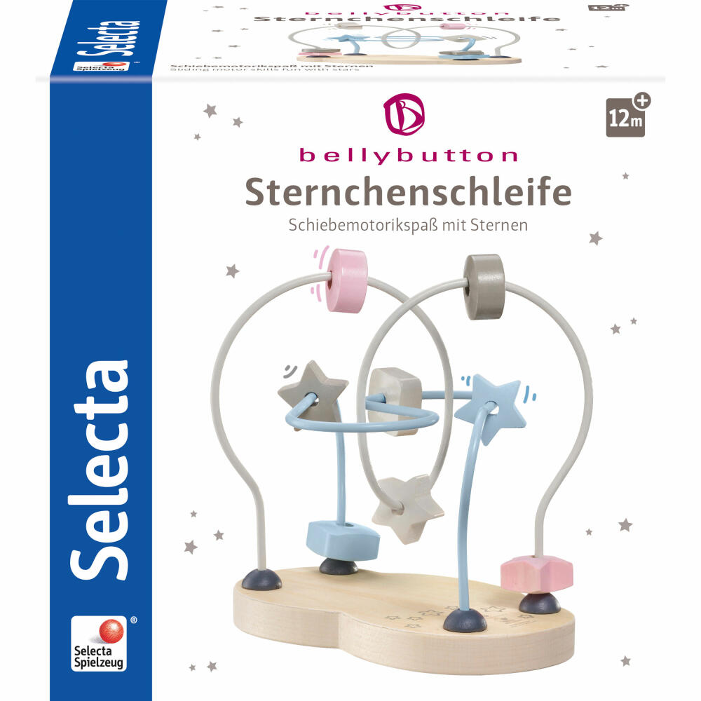 Selecta bellybutton star bow, motor skills bow, motor skills bow, wooden toy, 18 cm, 64019