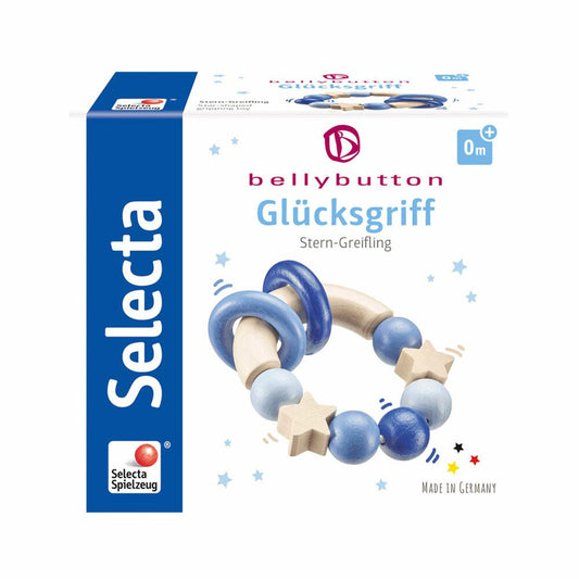 Selecta Spielzeug Glücksgriff Grasping Toy, Toddler Game, Toddler Toy, Wood, Blue, 7.5 cm, 64010