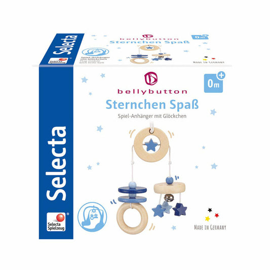 Selecta Toys Star Fun Game Pendant, Mini Trapeze, Toddler Game, Toddler Toy, Wood, Blue, 15.5 cm, 64015