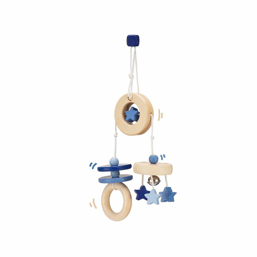 Selecta Toys Star Fun Game Pendant, Mini Trapeze, Toddler Game, Toddler Toy, Wood, Blue, 15.5 cm, 64015