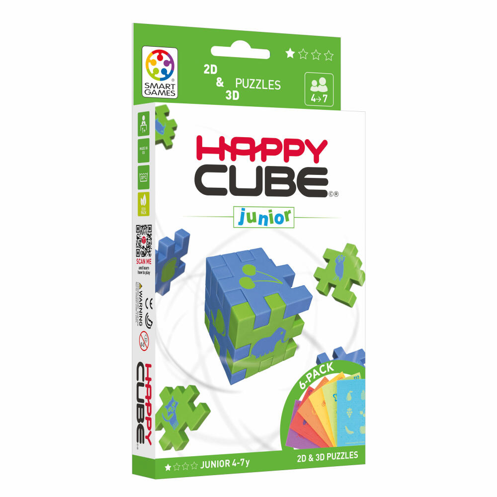 Happy Cube Logic Puzzle Junior, 6 Cube Puzzles, Thinking Game, Toy, Ages 4 and Up, SGHC 301